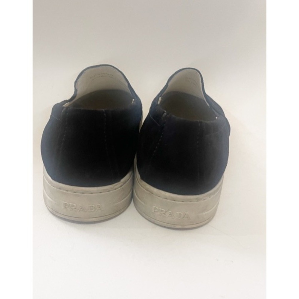 Prada Black Suede Low Top Slip-On Flat Sneakers/Shoes Women's Size 40 US 10 - Picture 6 of 10